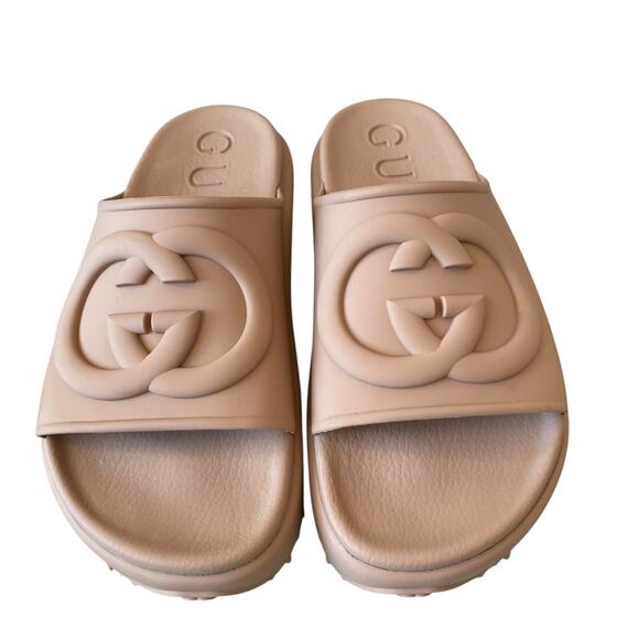 GUCCI Womens GG Rubber Platform Slide Sandals Camel 692845 EU 37, US 7 $650 NEW - Picture 13 of 16